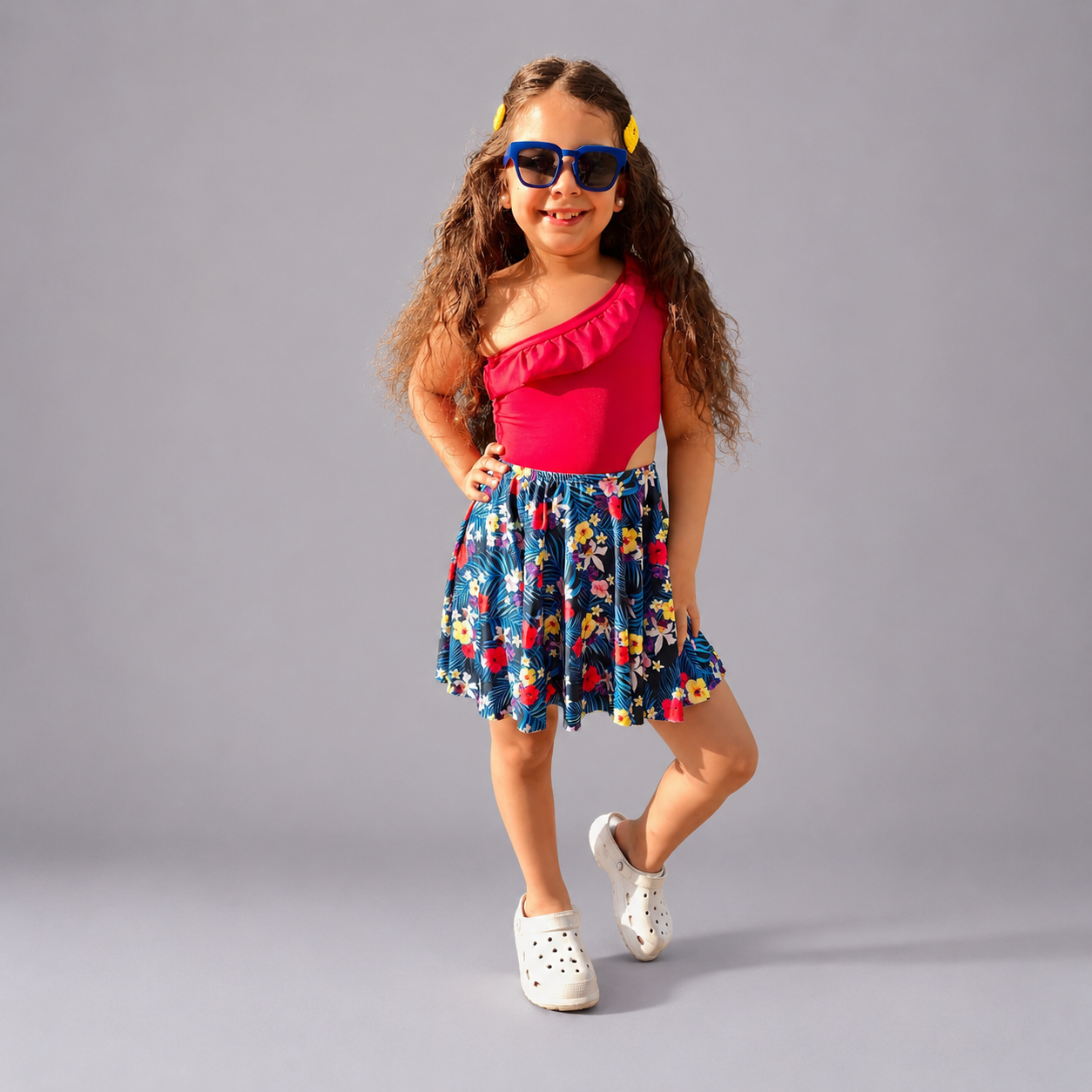 Floral Girls Swimsuit Set