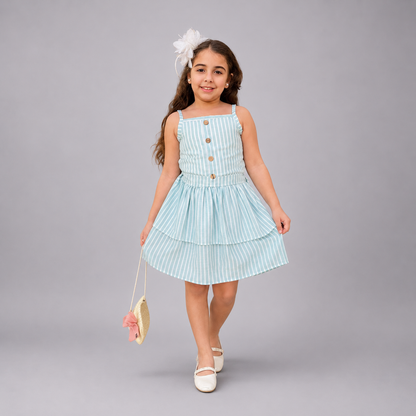 Blue Jacquard Cotton Dress