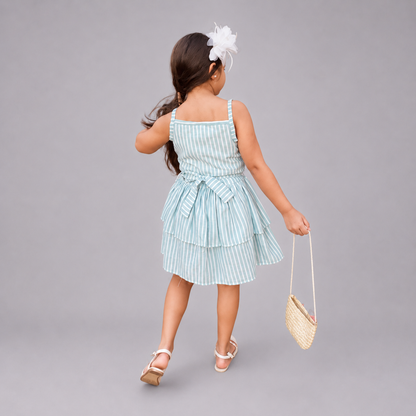 Blue Jacquard Cotton Dress