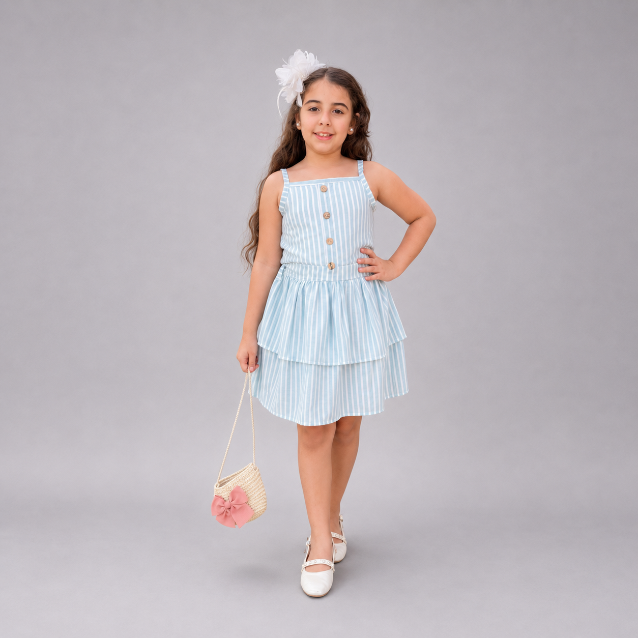 Blue Jacquard Cotton Dress