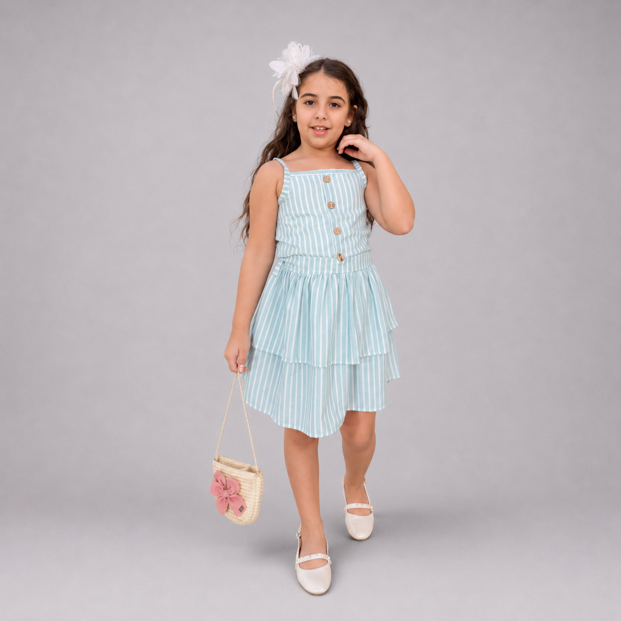 Blue Jacquard Cotton Dress
