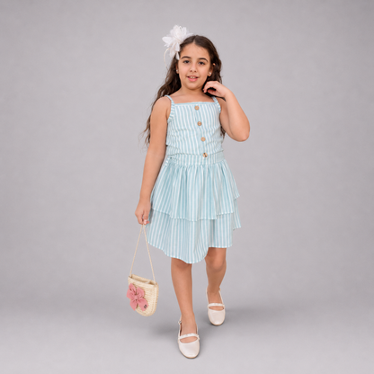 Blue Jacquard Cotton Dress